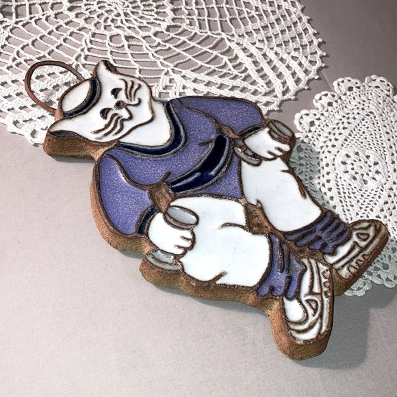 Vintage Aerobics Cat Pottery Wall Hanging Jazzercise Gymnast 1980s - Picture 4 of 11